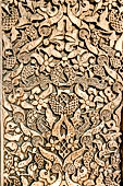 Alhambra  Carved stucco ornament and glazed tile 