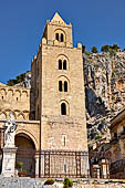 The cathedral of Cefal - The towers, lightened by mullioned windows, are different one from the other. 