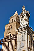 The cathedral of Cefal - The towers, lightened by mullioned windows, are different one from the other. 