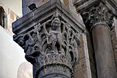 The cathedral of Cefal - Figured capitals at the side of the triumphal arch. 