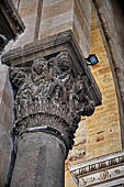 The cathedral of Cefal - Figured capitals at the side of the triumphal arch. 