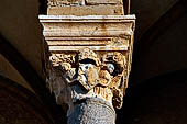 The cathedral of Cefal - Capitals of the portico with the bishop's coat of arms. 