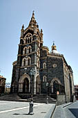 Randazzo - The basilica of St. Mary. The facade with the neo-gothic bell tower (XIX c). 