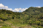 The road to Amed has spectacular scenery with views of rice paddies and plantations around Gunung Lempuyang.