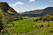 The road to Amed has spectacular scenery with views of rice paddies and plantations around Gunung Lempuyang.