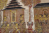 Klungkung - Bali. The Kerta Gosa palace, paintings of the upper levels. Here are represented the king and high rank person, symbols of human beings in general.