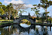 Tirtagangga, Bali - The stone bridges connecting the demon island in the middle of the south pond.