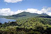 The panoramic point of the Twin Lakes, the larger Lake Buyan and the Lake Tamblingan located in a volcanic caldera.