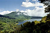 The panoramic point of the Twin Lakes, the larger Lake Buyan and the Lake Tamblingan located in a volcanic caldera.