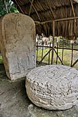 Tikal - Twin Pyramid Complex, North Enclosure, the Stele 22 presumably depicts a ruler of Tikal.