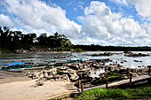 One of the many boats crossing Rio Usumacinta at the Mexican town of Frontera Corozal.