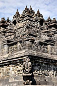 Borobudur - Water sprouts shaped like makaras are used on the lowest level, at the upper levels kala-like faces are used.