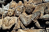 Borobudur reliefs - First Gallery, North-Eastern side - Lalitavistara. Panel 106. Gods asks Buddha to preach the law. 