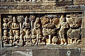 Borobudur reliefs - First Gallery, North-Eastern side - Panel 110. The merchant Maitrakanyaka is greeted by nymphs. 