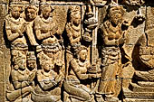 Borobudur reliefs - First Gallery, North-Eastern side - Panel 120. 