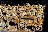 Borobudur reliefs - First Gallery, South side - Panel 27. Queen Maya procession to Lumbini.