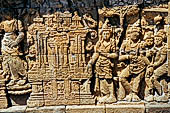 Borobudur, relief of the upper galleries.