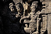 Borobudur, reliefs of the First Gallery balustrade.