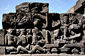 Borobudur, reliefs of the First Gallery balustrade.