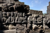 Borobudur, reliefs of the First Gallery balustrade.