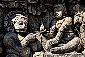 Borobudur, reliefs of the First Gallery balustrade.