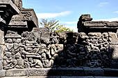 Borobudur, reliefs of the First Gallery balustrade. 