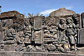 Borobudur, reliefs of the First Gallery balustrade. 