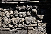 Borobudur, reliefs of the First Gallery balustrade. 