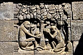 Borobudur, reliefs of the First Gallery balustrade. 