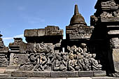 Borobudur, reliefs of the First Gallery balustrade. 