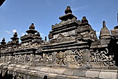 Borobudur, reliefs of the First Gallery balustrade. 