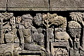 Borobudur, reliefs of the First Gallery balustrade. 