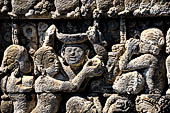 Borobudur reliefs - First Gallery, Northern side - Panel 82. 