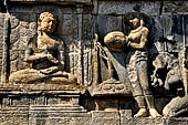 Borobudur reliefs - First Gallery, Northern side - Lalitavistara. Panel 84. Sakiamuni and Sujata 