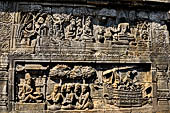 Borobudur reliefs - First Gallery, Northern side - Lalitavistara. Panel 88. Sakiamuni on the jewelled throne. 