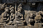 Borobudur reliefs - First Gallery, Northern side - Lalitavistara. Panel 88. Sakiamuni on the jewelled throne. 