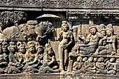 Borobudur reliefs - First Gallery, Northern side - Panel 91. 