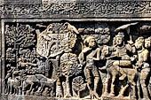 Borobudur reliefs - First Gallery, Northern side - Panel 93. 