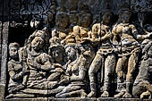 Borobudur reliefs - First Gallery, Northern side - Panel 95. The dance of Mara's daughters. 