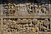 Borobudur reliefs - First Gallery, North-Eastern side - Lalitavistara. Panel 109. Journey to Sarnath 