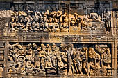 Borobudur reliefs - First Gallery, North-Eastern side - Lalitavistara. Panel 111. Buddha and the naga king Sudarsana. 