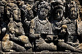 Borobudur reliefs - First Gallery, North-Eastern side - Lalitavistara. Panel 111. Buddha and the naga king Sudarsana. 