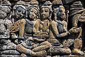 Borobudur reliefs - First Gallery, North-Eastern side - Lalitavistara. Panel 114. On the journey to Sarnath 