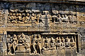 Borobudur reliefs - First Gallery, North-Eastern side - Lalitavistara. Panel 118. Transformation of the disciples. 