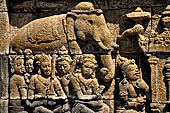 Borobudur reliefs - First Gallery, South-Eastern side - Panel 14. 