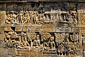 Borobudur reliefs - First Gallery, South-Eastern side - Panel 15. Lalitavistara.Maya instructing a servant. 