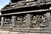 Borobudur, reliefs of the First Gallery balustrade. 