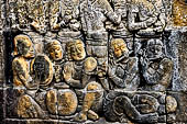 Borobudur reliefs - First Gallery, South side - Panel 19. 