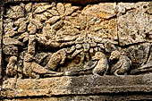 Borobudur reliefs - First Gallery, Western side - Panel 53. 