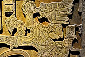 Chetumal - Museo de la Cultura Maya, reproduction of the Yaxchilan lintel 25 (original at the British Museum). Lady K'ab'al Xook, Shield Jaguar II's wife, is in the hallucinatory stage of the bloodletting ritual. 